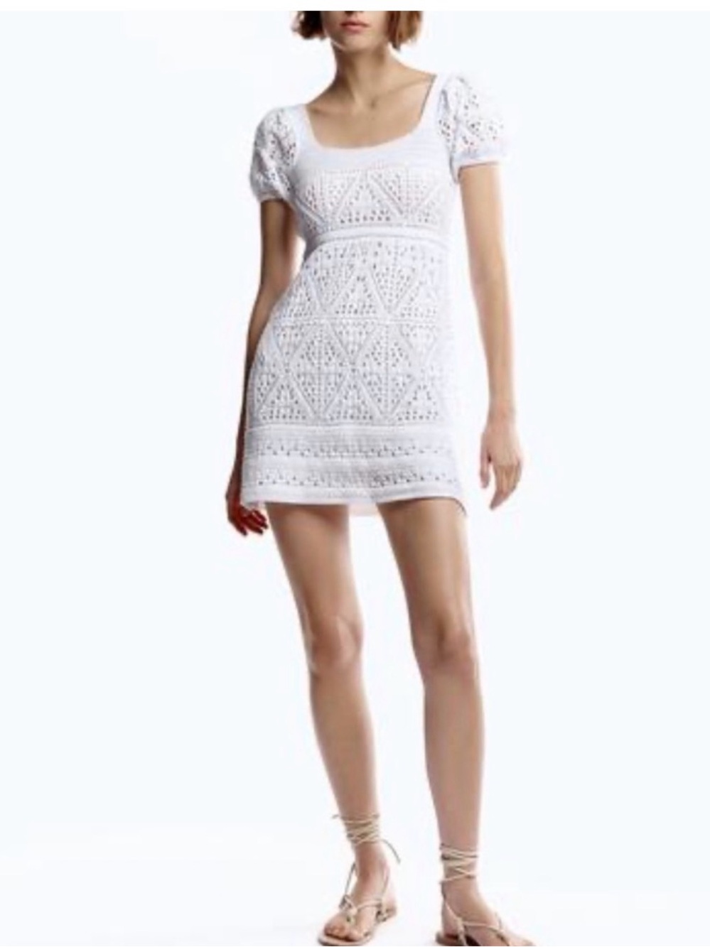 Zara White Crochet Mini Dress